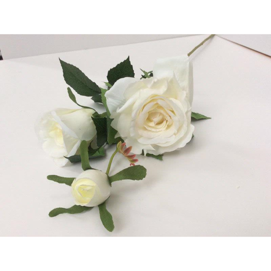 Picture of TRIPLE OPEN ROSE SPRAY IVORY