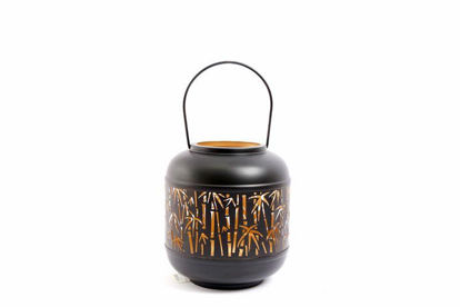 Picture of METAL CANDLE LANTERN BAMBOO DESIGN 19X22CM