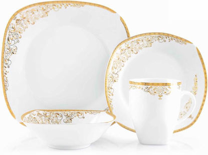Picture of DONYA DINNER SET SQUARE GOLD 16PCS