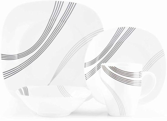 Picture of KATRINA DINNER SET SQUARE LINES 16PCS