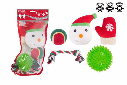 Picture of CHRISTMAS DOG TOYS STOCKING 5PCE