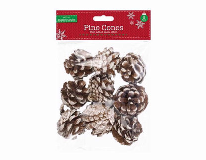 Picture of CHRISTMAS PINE CONES WITH SNOW DECOR 8PK