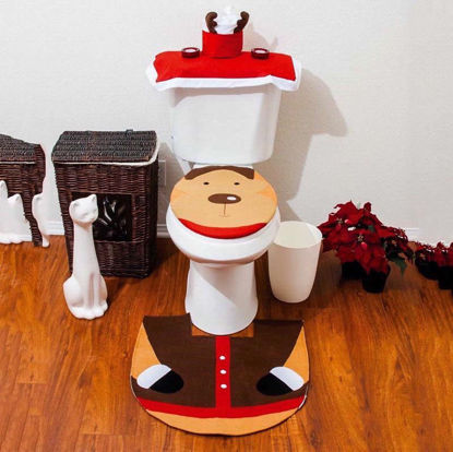 Picture of REINDEER FESTIVE TOILET SEAT COVER 3 PCE SET