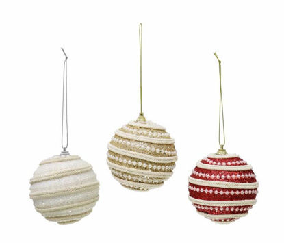 Picture of FESTIVE MAGIC BAUBLES BEADED RIBBED 8CM
