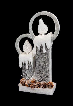 Picture of LED SILVER CANDLE TWIN 42CM