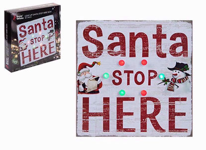 Picture of PLAQUE LIGHT UP SANTA STOP HERE