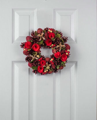 Picture of CHRISTMAS WREATH CONE RED 30CM