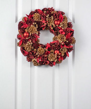 Picture of CHRISTMAS WREATH CONE RED BAUBLE 38CM