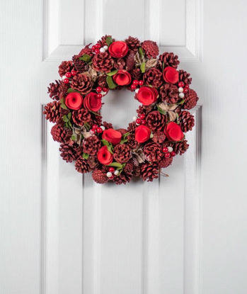 Picture of CHRISTMAS WREATH CONE RED 38CM