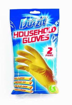 Picture of DUZZIT 2 RUBBER GLOVES HOUSEHOLD LARGE