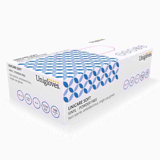 Picture of UNICARE VINYL BLUE POWDRFREE 100 GLOVE SMALL