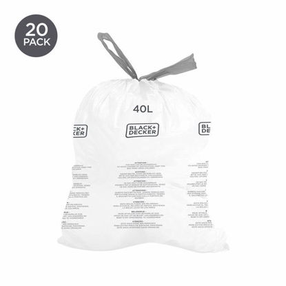 Picture of BLACK AND DECKER BIN BAG WHITE 40L 20 PACK