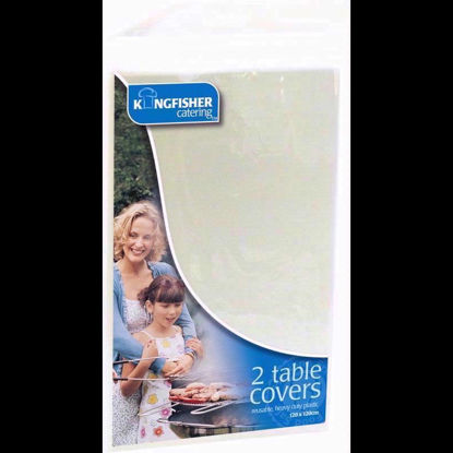 Picture of KINGFISHER PLASTIC TABLECLOTHS WHITE 2PK