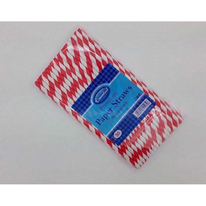 Picture of PAPER RED & WHITE 50 STRAWS