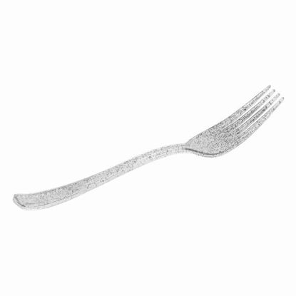 Picture of PLASTIC CUTLERY 20 SILVER GLITTER FORKS