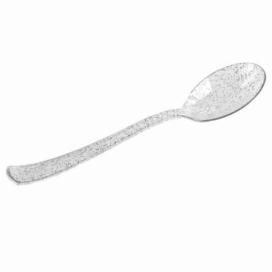 Picture of PLASTIC CUTLERY 20 SILVER GLITTER SPOONS