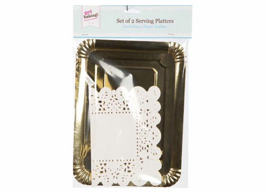 Picture of PLATTER WITH DOILIES GOLD S/2 MEDIUM D000