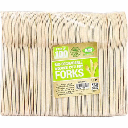 Picture of PPS 100 WOODEN BIODEGRADABLE FORKS