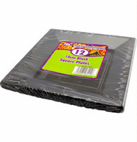 Picture of PPS 18CM PLASTIC BLACK SQ 12 PLATES