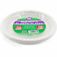 Picture of PPS 18CM PLASTIC WHITE PLATE 20 PCS