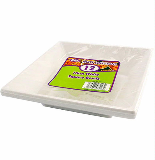 Picture of PPS 18CM PLASTIC WHITE SQ 12 BOWLS