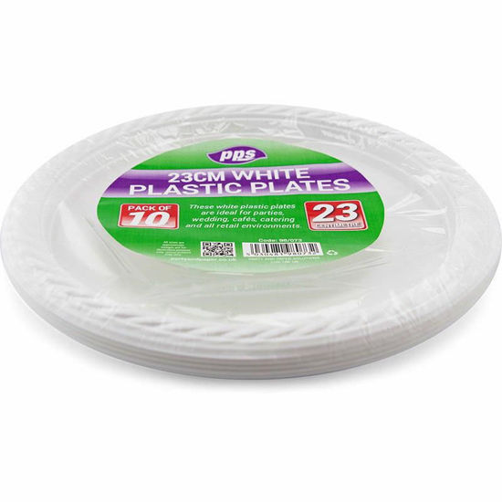 Picture of PPS 23CM PLASTIC WHITE ROUND 10 PLATES