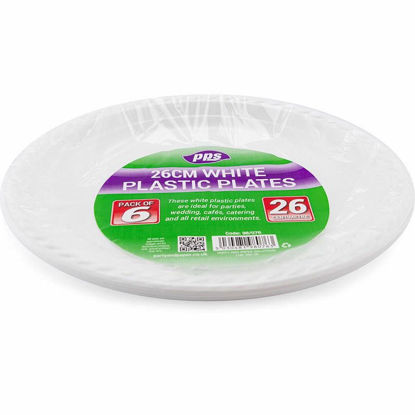 Picture of PPS 26CM PLASTIC WHITE PLATE 6 PCS