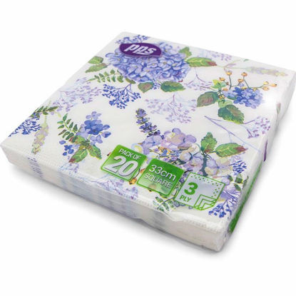 Picture of PPS 3PLY 33CM 20 NAPKINS BLUE FLOWER