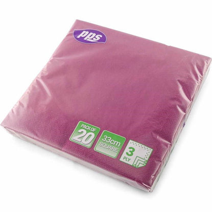 Picture of PPS 3PLY 33CM 20 NAPKINS BURGUNDY