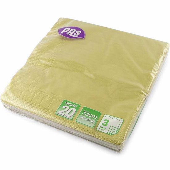 Picture of PPS 3PLY 33CM 20 NAPKINS GOLD