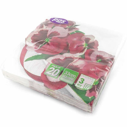 Picture of PPS 3PLY 33CM 20 NAPKINS PINK & WHITE FLOWER