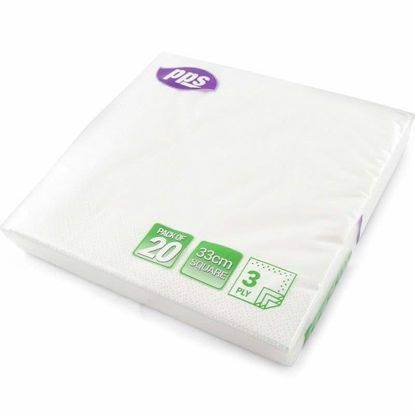 Picture of PPS 3PLY 33CM 20 NAPKINS WHITE