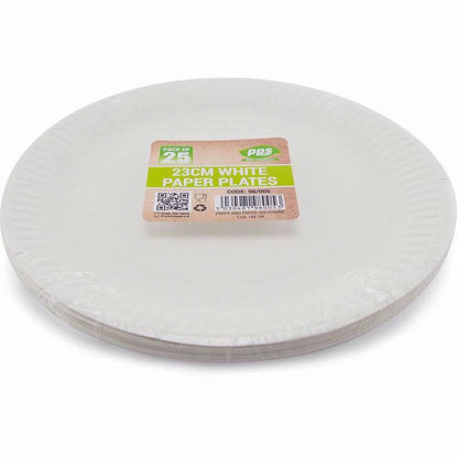 Picture of PPS PAPER 25 PLATES WHITE 23CM