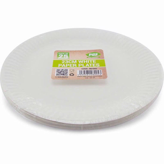 Picture of PPS PAPER 25 PLATES WHITE 23CM