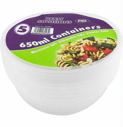 Picture of PPS PLASTIC 5 CONTAINERS & LID ROUND 650ML