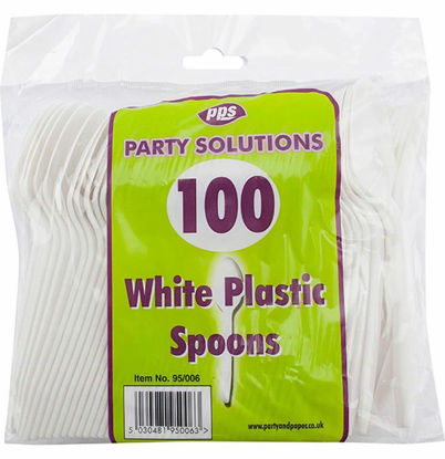 Picture of PPS PLASTIC CUTLERY WHITE 100 SPOONS