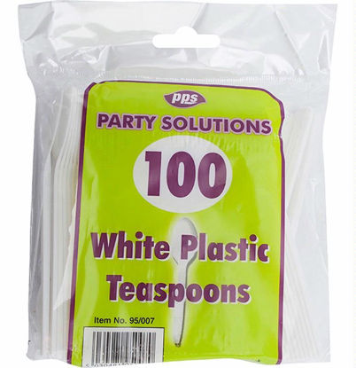 Picture of PPS PLASTIC CUTLERY WHITE 100 TEASPOONS