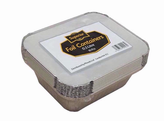 Picture of SUPERIOR FOIL 10 CONTAINERS & LID 0.5 LTR