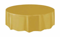 Picture of UNIQUE ROUND GOLD TABLE COVER 84IN