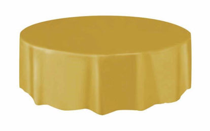 Picture of UNIQUE ROUND GOLD TABLE COVER 84IN