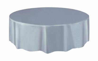 Picture of UNIQUE ROUND SILVER TABLE COVER 84IN