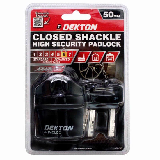 Picture of DEKTON CLOSED SHACKLE STEEL PADLOCK 50MM