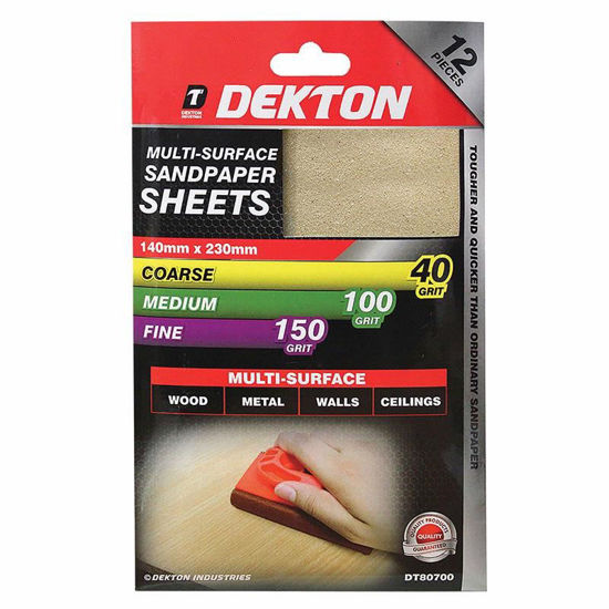 Picture of DEKTON SANDPAPER 4XCOARSE +4 MEDIUM 12PC SET