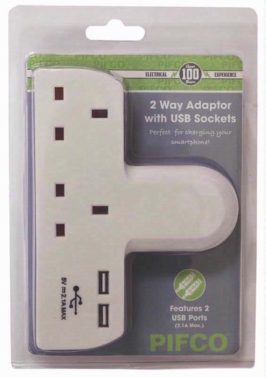 Picture of EUROSONIC 2 WAY ADAPTOR 2 USB CHARGER 06.11