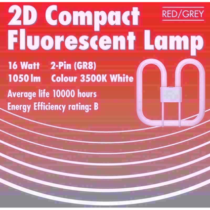 Picture of RED GREY 2D FLUOR LAMP 16W 2PIN