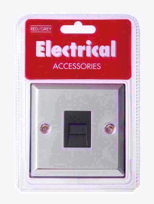 Picture of RED GREY CHROME SINGLE TELEPHONE SOCKET