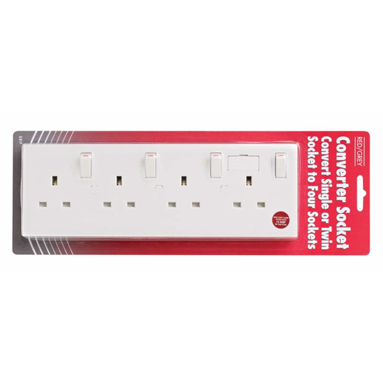 Picture of RED GREY SINGLE/TWIN SOCKET TO 4 SOCKETS