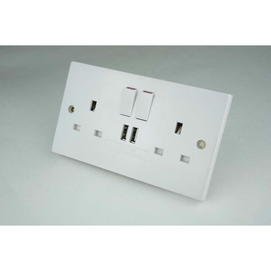 Picture of RED GREY TWIN 13A SOCKET 2 USB OUTLETS