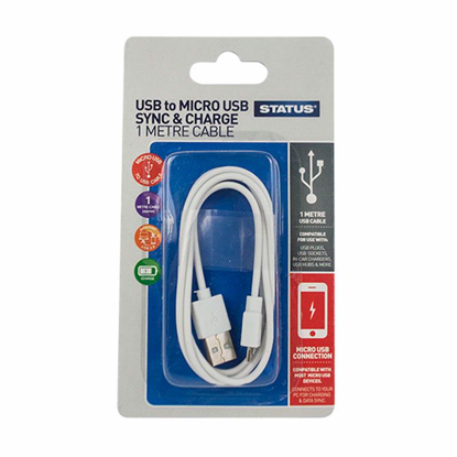 Picture of STATUS MICRO USB AND CHARGING CABLE 1PK BLIST