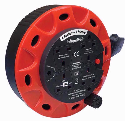 Picture of INFAPOWER 5M EXTENSION REEL 4 GANG 13 AMP